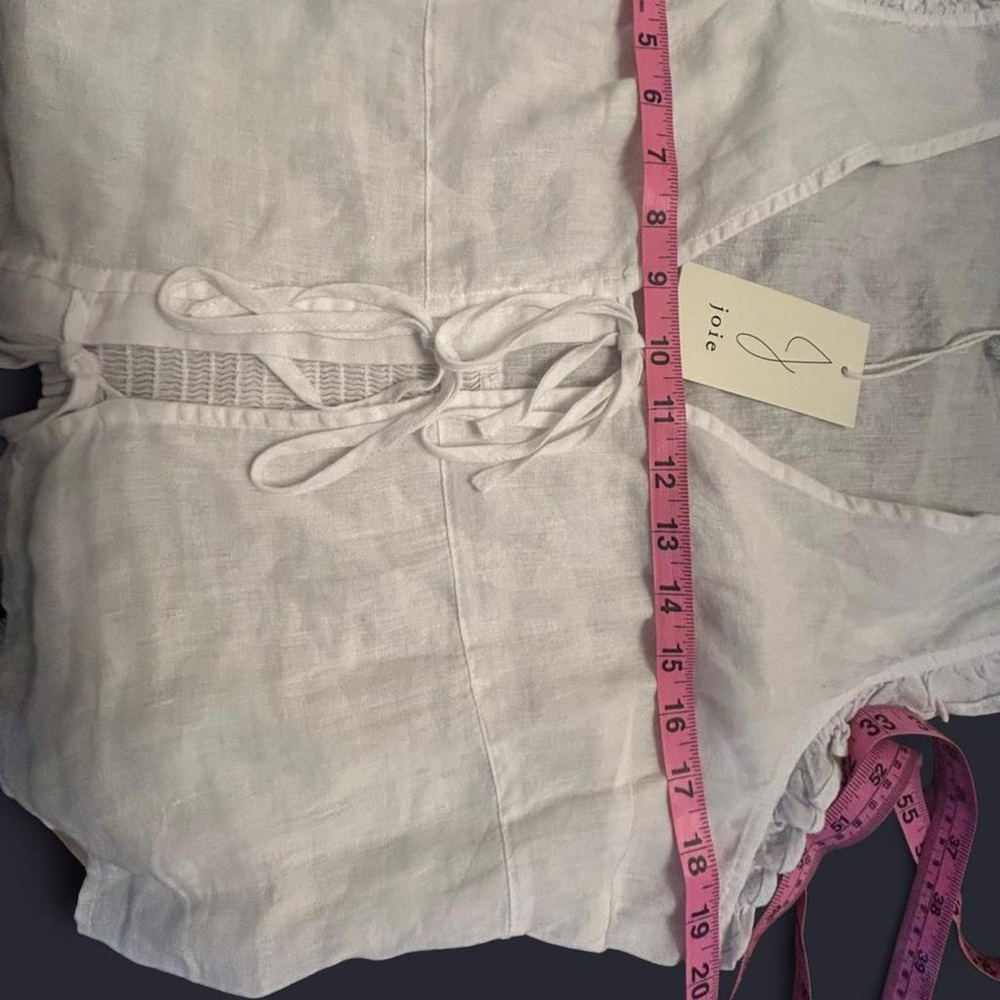 Joie White V-Neck Blouse with Tie Detail - Picture 6 of 7